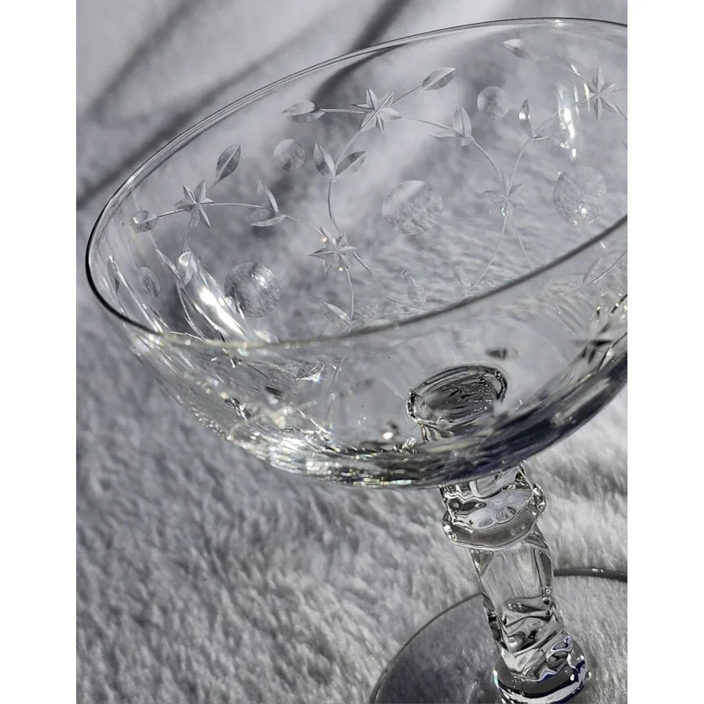 Vintage Champagne Glasses, Fostoria Christiana Pedestal Sherbet, Fine Crystal...
